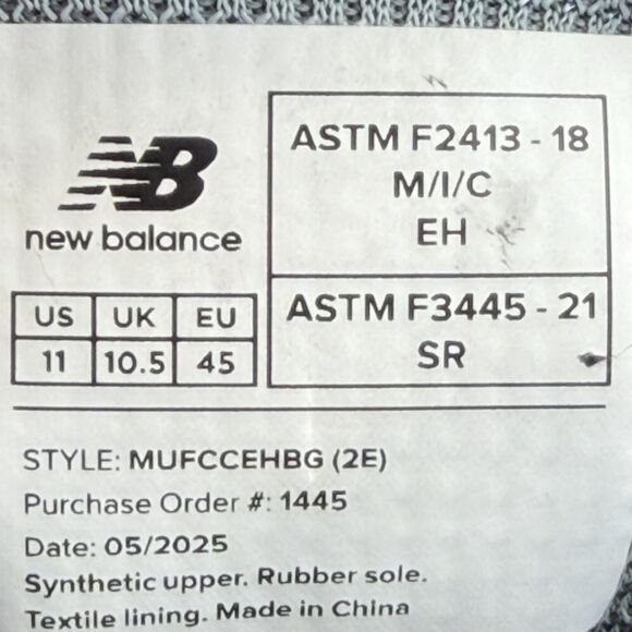 New Balance Fresh Foam Shoes Mens Size 11 EE Black Work Slip Resistant MUFCCEHBG